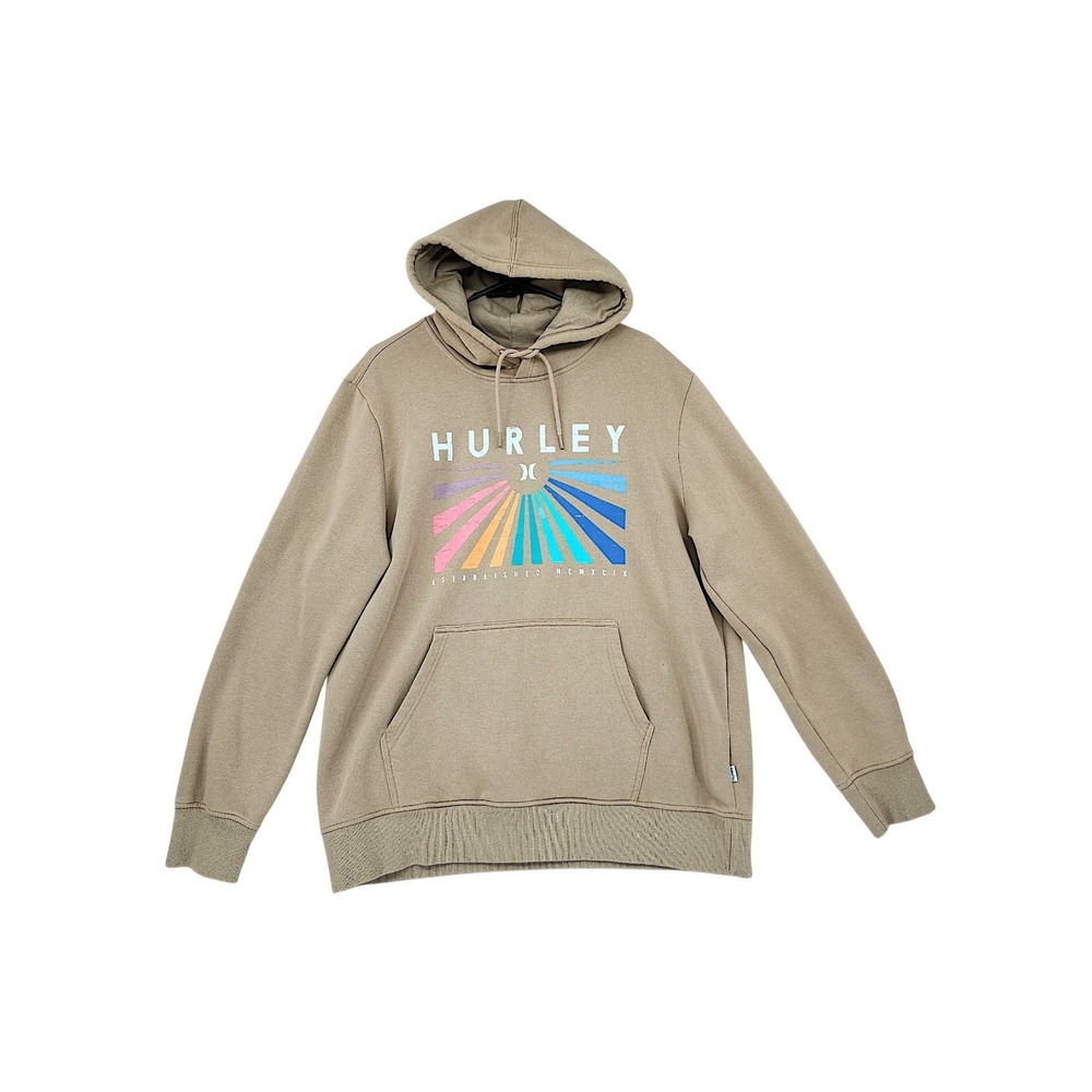 Hurley Hoodie XL Men Tan Sunburst Graphic Pullover Surfer Skate Streetwear Prep